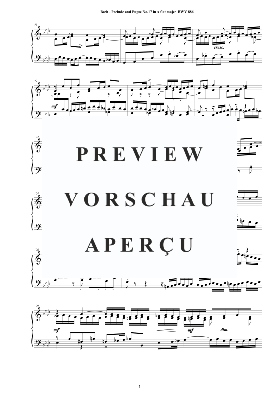 Product gallery: Page 8 of 10 Prelude and Fugue No. 17 in A flat major, BWV 886, , Solo Piano