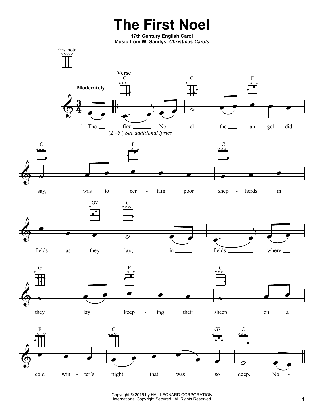 Product gallery: Page 1 of 1 The First Noel, W. Sandys' Christmas Carols