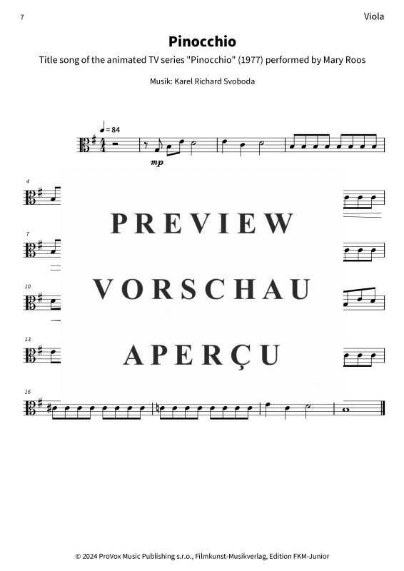 gallery: Pinocchio - Title song of the animated TV series Pinocchio , , (Streicher Quartett)