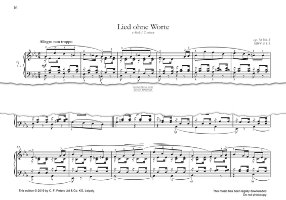 Produktgalerie: Seite 1 von 1 Lied ohne Worte in C minor, Felix Mendelssohn, Klavier