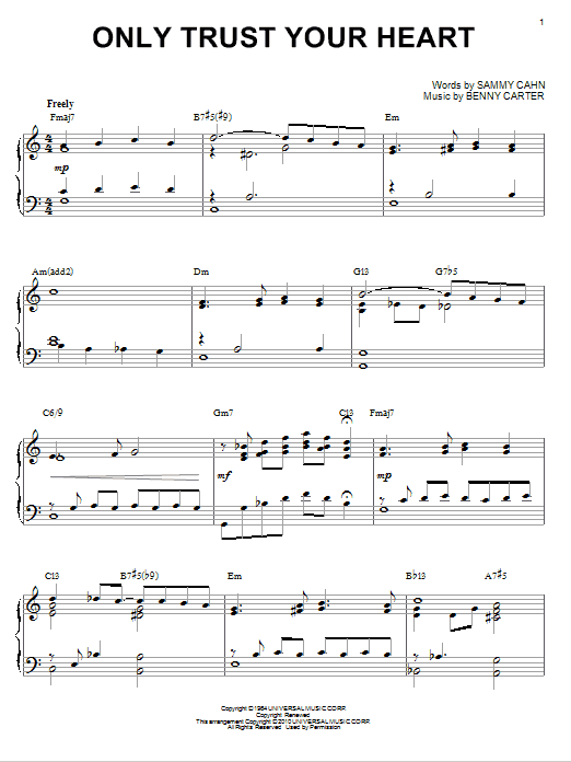 Product gallery: Page 1 of 1 Only Trust Your Heart [Jazz version] (arr. Brent Edstrom), Sammy Cahn