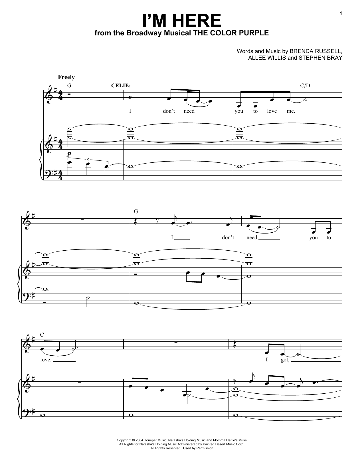 Produktgalerie: Seite 1 von 1 I'm Here, The Color Purple (Musical), Gesang, Klavier