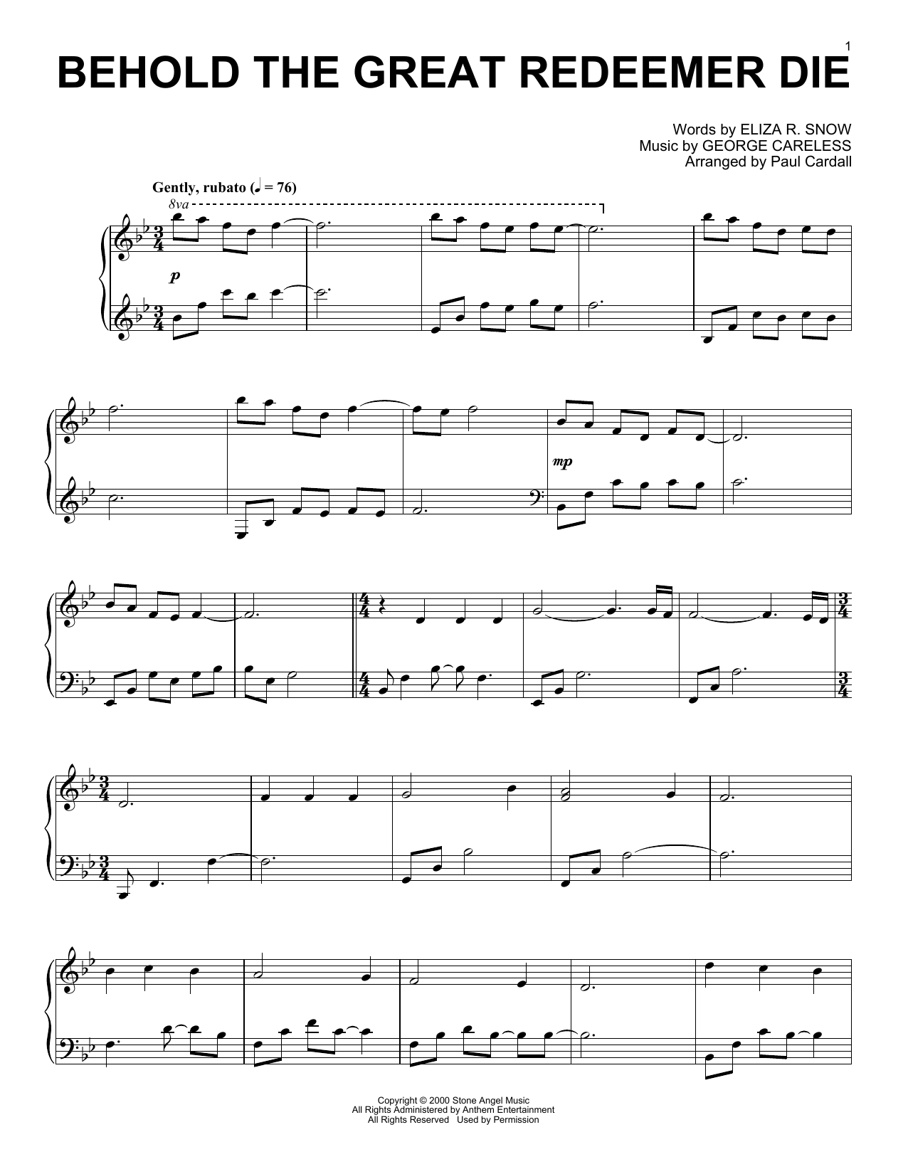 Product picture to: Behold The Great Redeemer Die (arr. Paul Cardall)