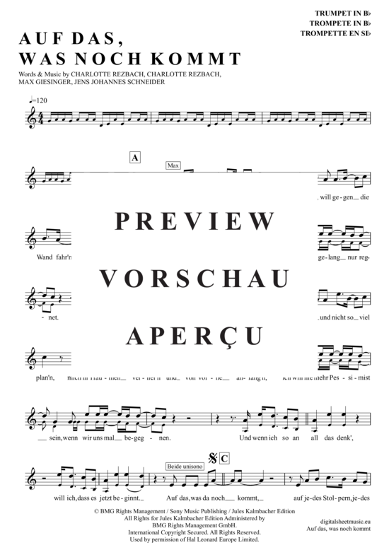 Produktgalerie: Seite 2 von 4 Auf Das, Was Noch Kommt , Lotte und Max Giesinger, Trompete in B