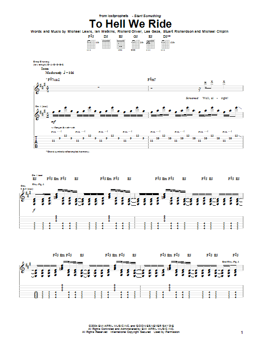 Produktgalerie: Seite 1 von 1 To Hell We Ride, Lostprophets, Gitarre