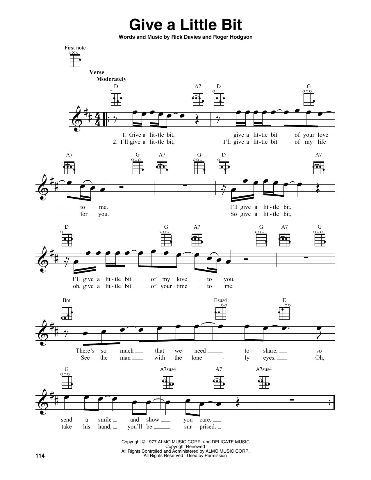 Produktgalerie: Seite 1 von 1 Give A Little Bit, Supertramp, Ukulele
