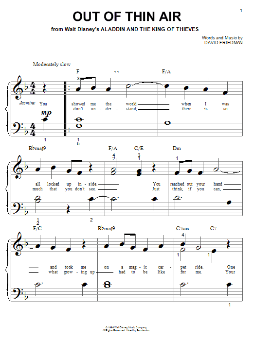 Produktbild zu: Out Of Thin Air (from Aladdin and the King of Thieves)