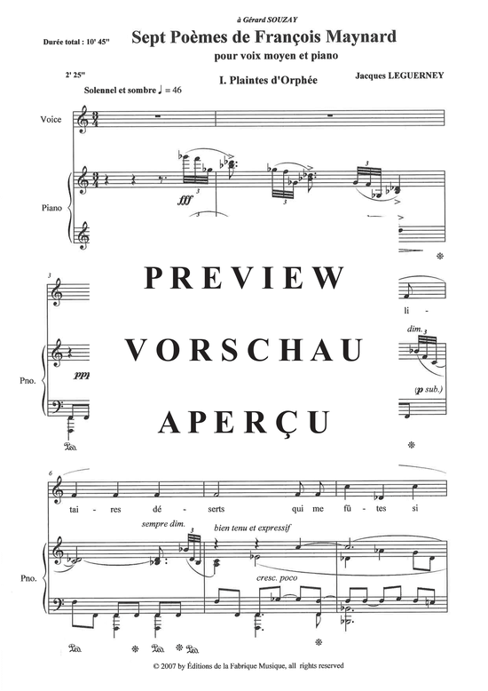 Product gallery: Page 13 of 21 Sept Poèmes de François Maynard , , (medium voice + piano)