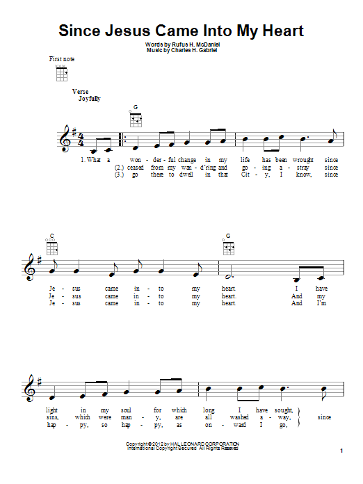 Product gallery: Page 1 of 1 Since Jesus Came Into My Heart, Charles H. Gabriel