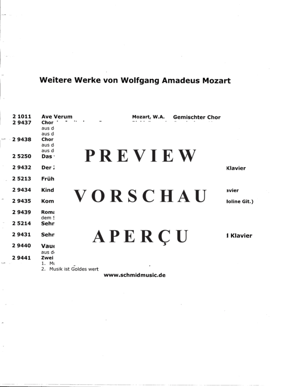 Product gallery: Page 7 of 7 Vaudeville, Wer soviel Huld vergessen kann , , (tenor solo + mixed choir)
