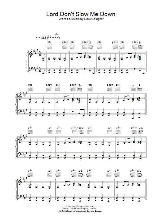 Produktgalerie: Seite 1 von 1 Lord Don't Slow Me Down, Oasis, Gesang, Gitarre, Klavier