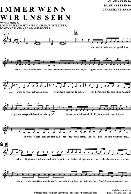 Product gallery: Page 1 of 4 Immer Wenn Wir Uns Sehn , LEA und Cyril, Clarinet in B-flat
