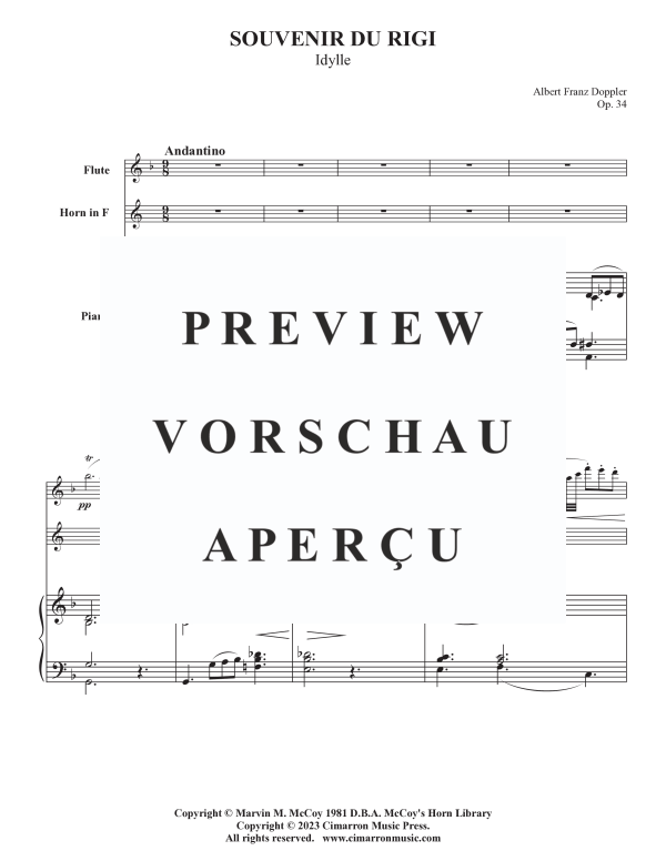 Product gallery: Page 3 of 11 Souvenir du Rigi - Idylle Op. 34, , Flute, French Horn and Piano