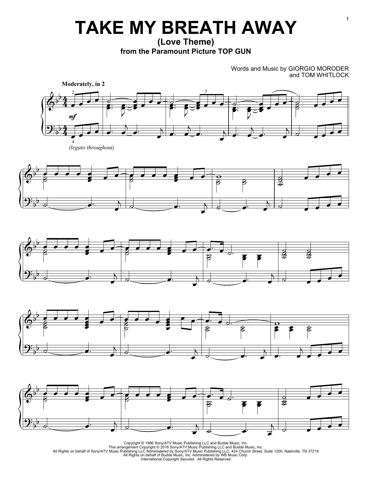 Product picture to: Take My Breath Away (Love Theme)