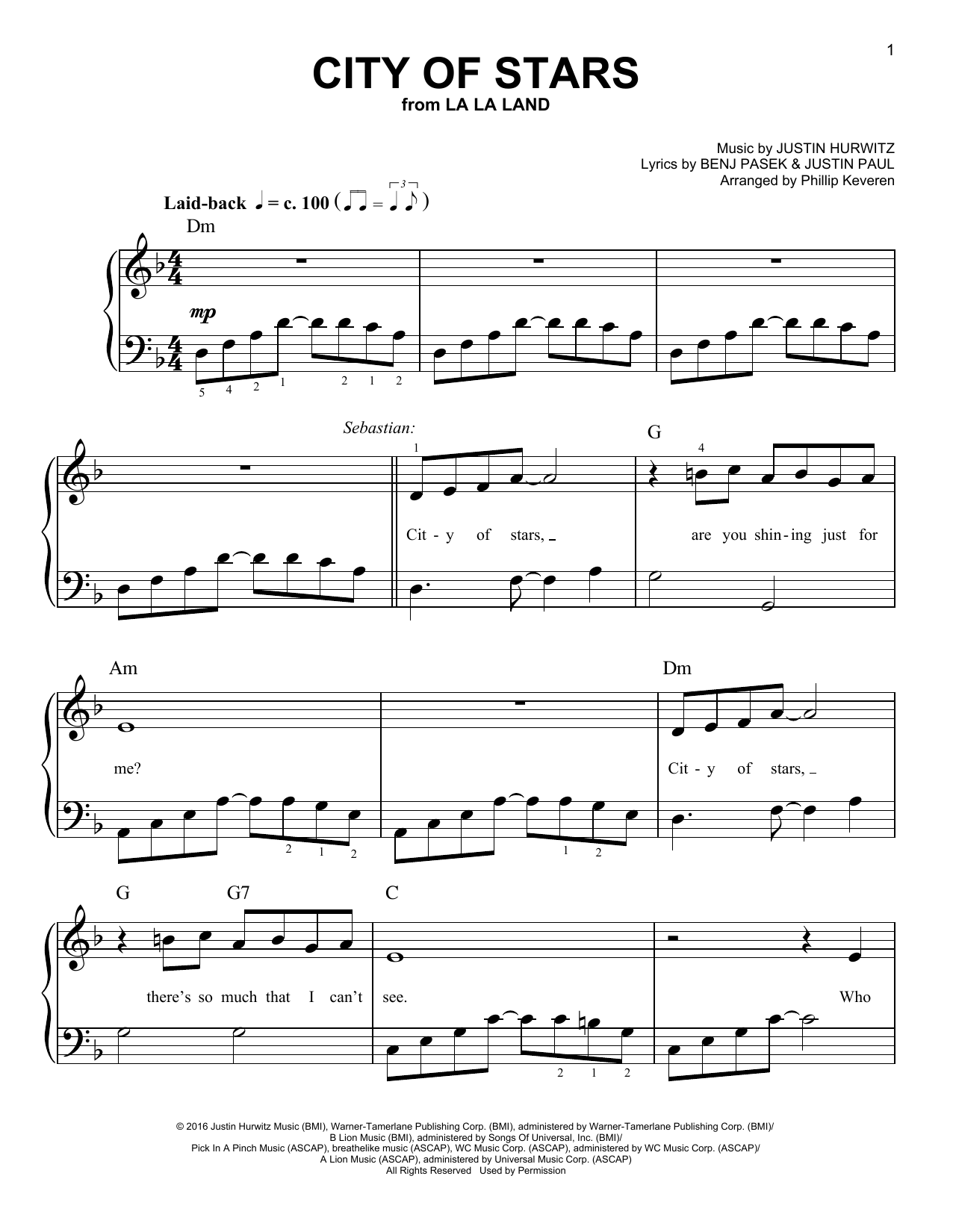 Product picture to: City Of Stars (from La La Land) (arr. Phillip Keveren)