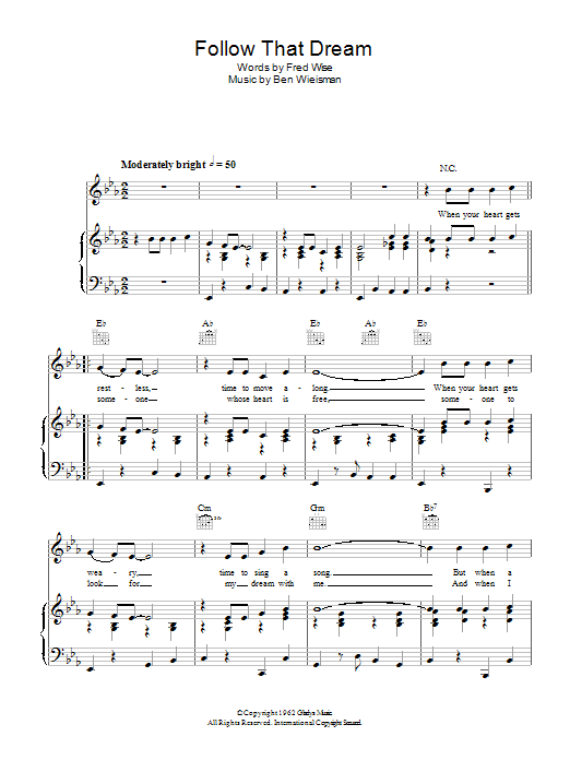 Produktgalerie: Seite 1 von 1 Follow That Dream, Elvis Presley, Gesang, Gitarre, Klavier