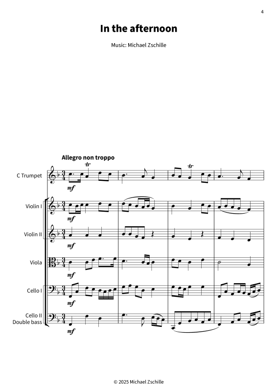 Produktgalerie: Seite 1 von 11 In the afternoon, , Gemischtes Ensemble Trompete in C und Streicher
