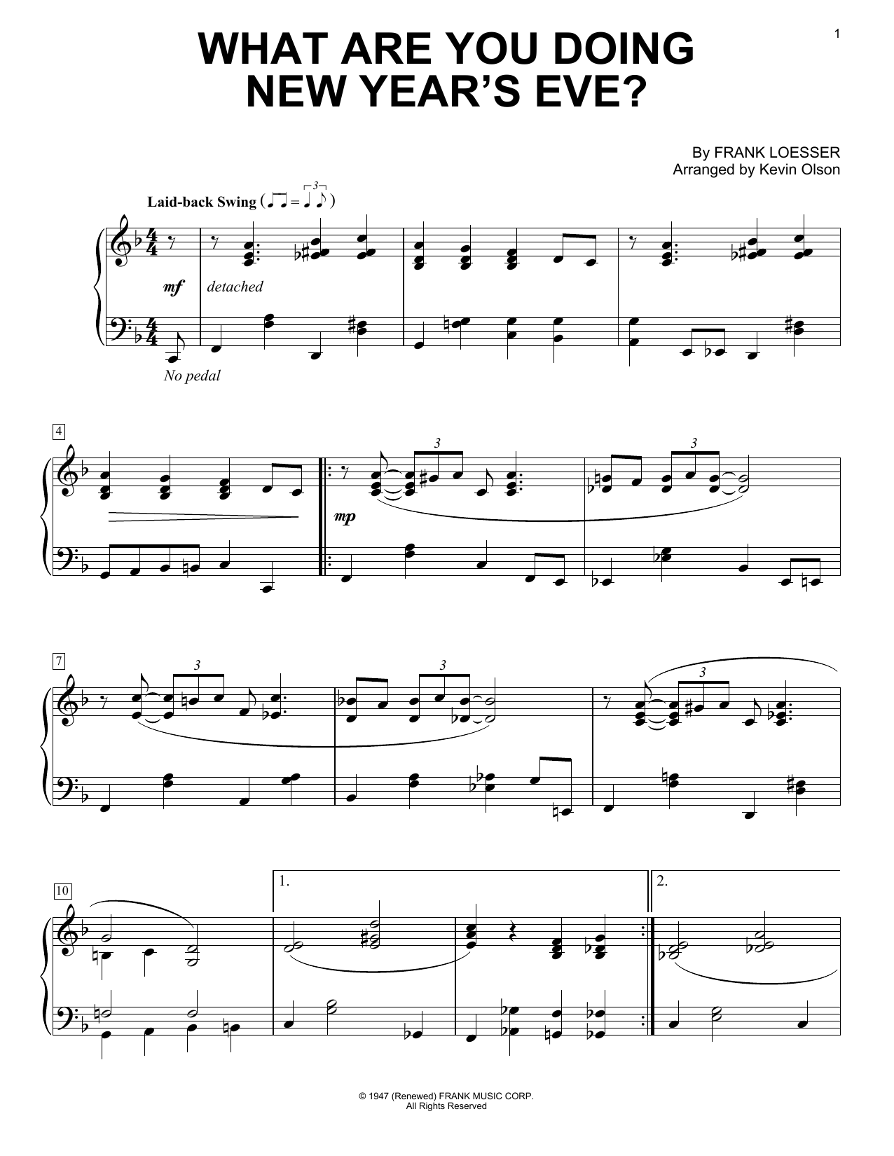 Produktgalerie: Seite 1 von 1 What Are You Doing New Year's Eve? (arr. Kevin Olson), Various, Klavier
