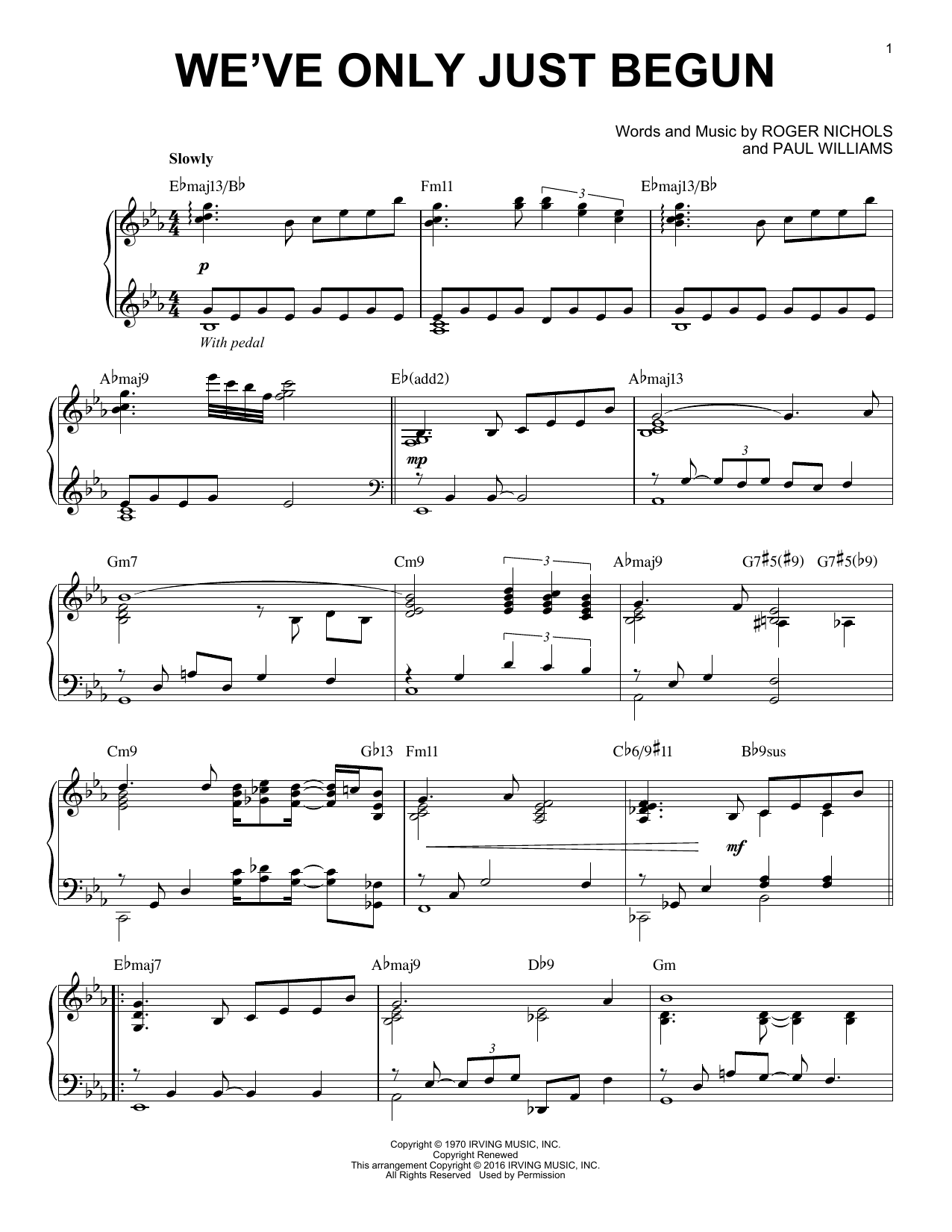 Product gallery: Page 1 of 1 We've Only Just Begun [Jazz version] (arr. Brent Edstrom), The Carpenters
