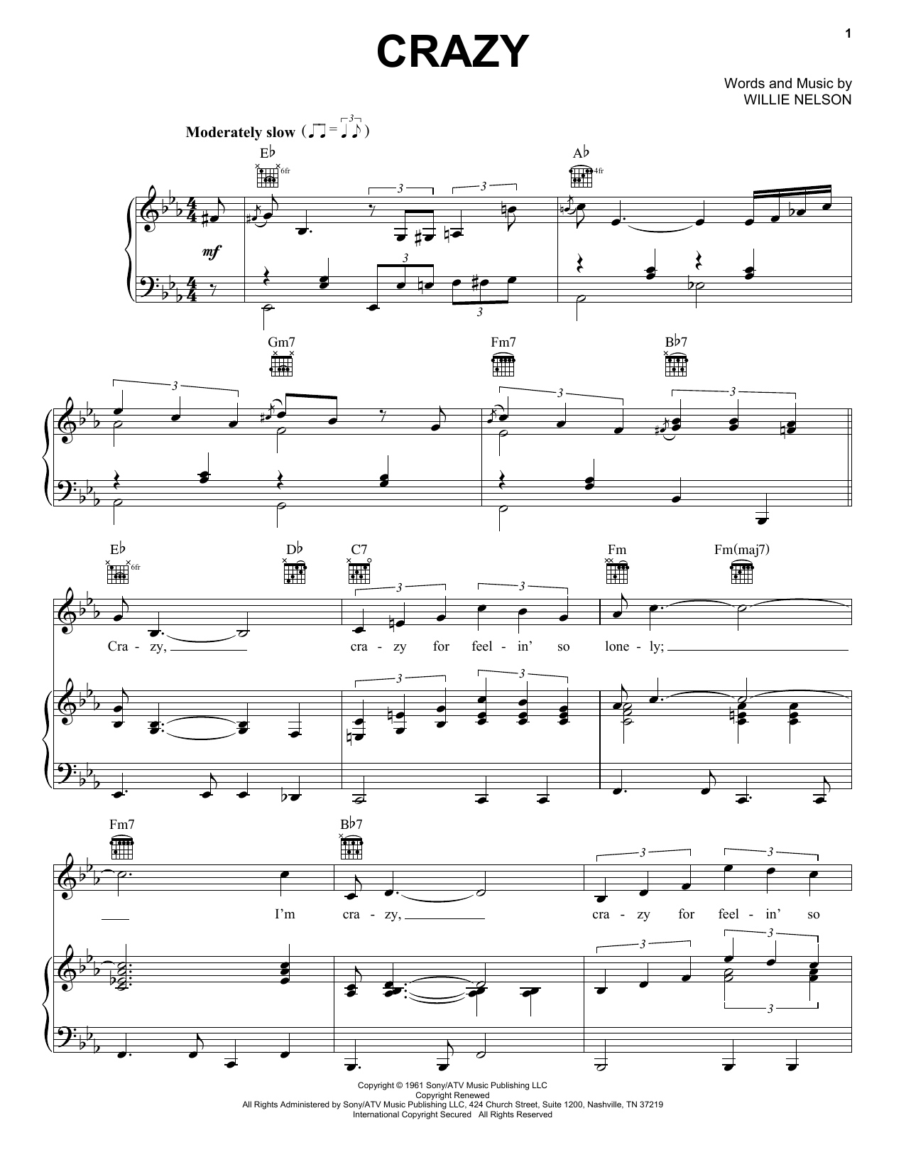 Produktgalerie: Seite 1 von 1 Crazy, Patsy Cline, Gesang, Gitarre, Klavier