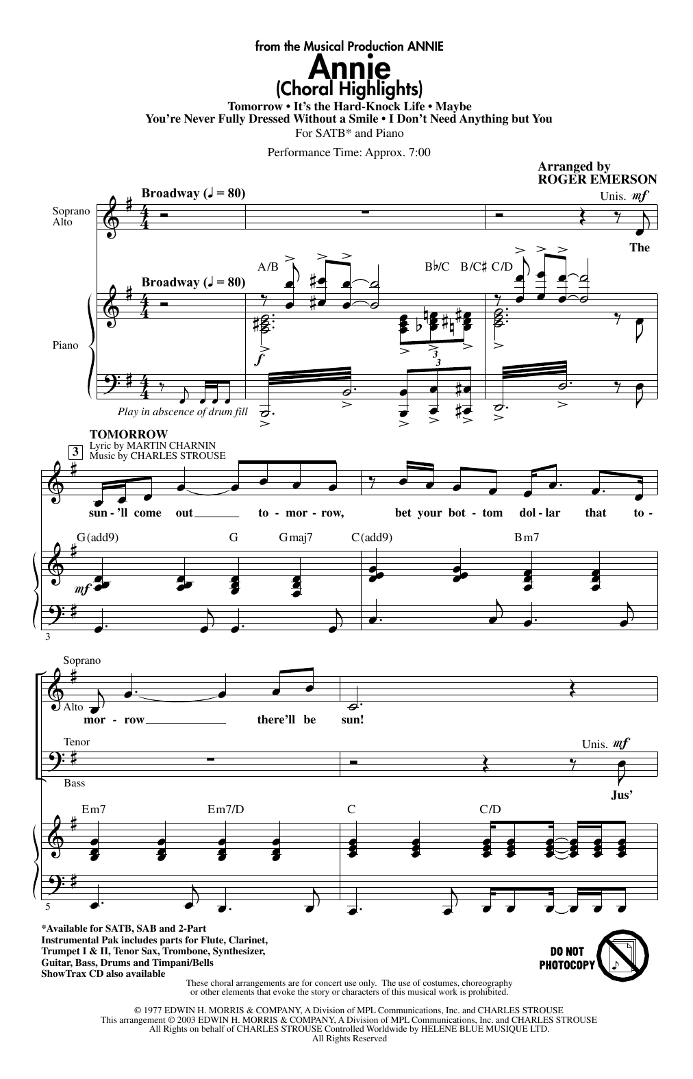 Produktbild zu: Annie (Choral Highlights) (arr. Roger Emerson)