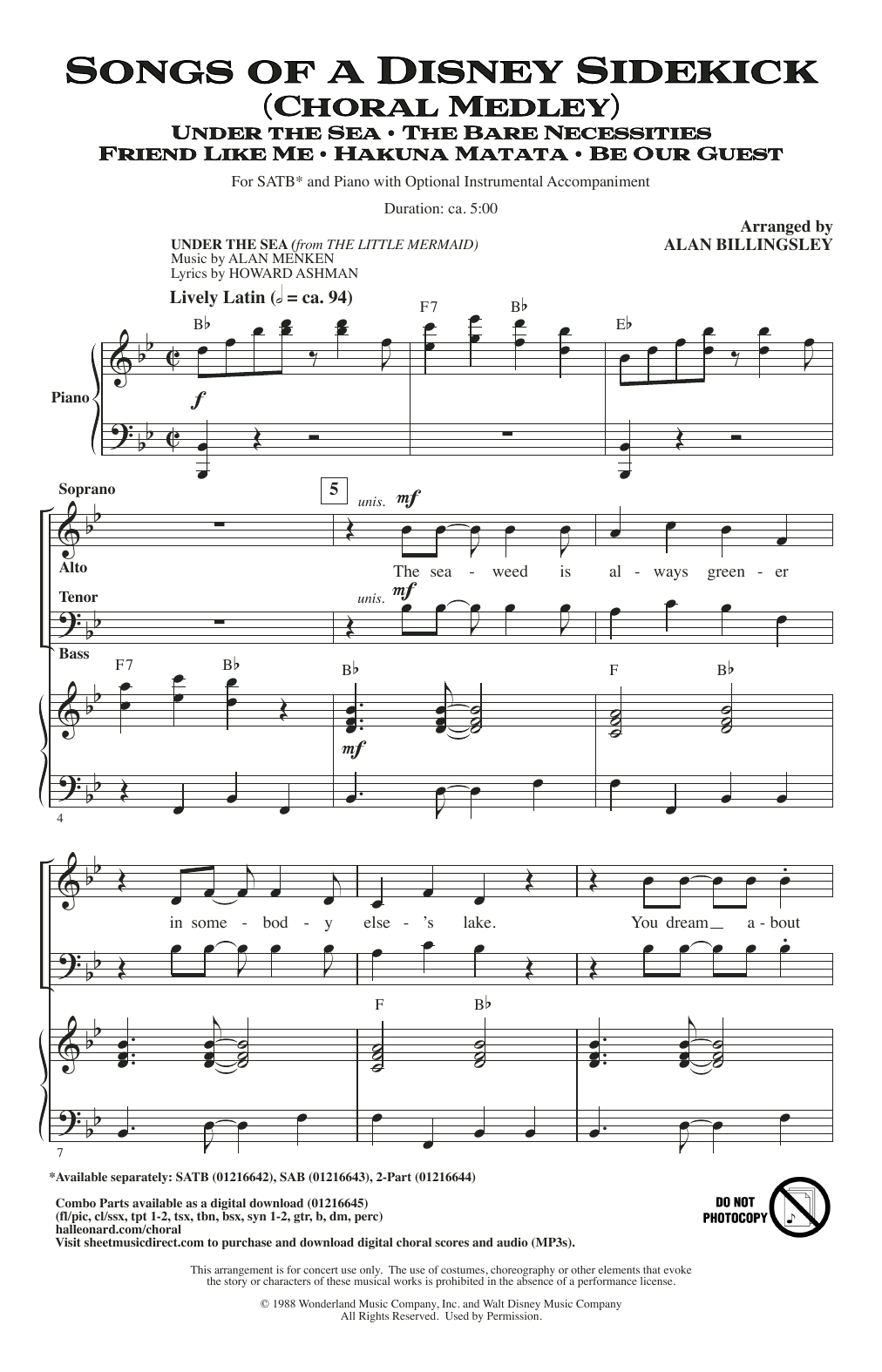 Product picture to: Songs Of A Disney Sidekick (Choral Medley)
