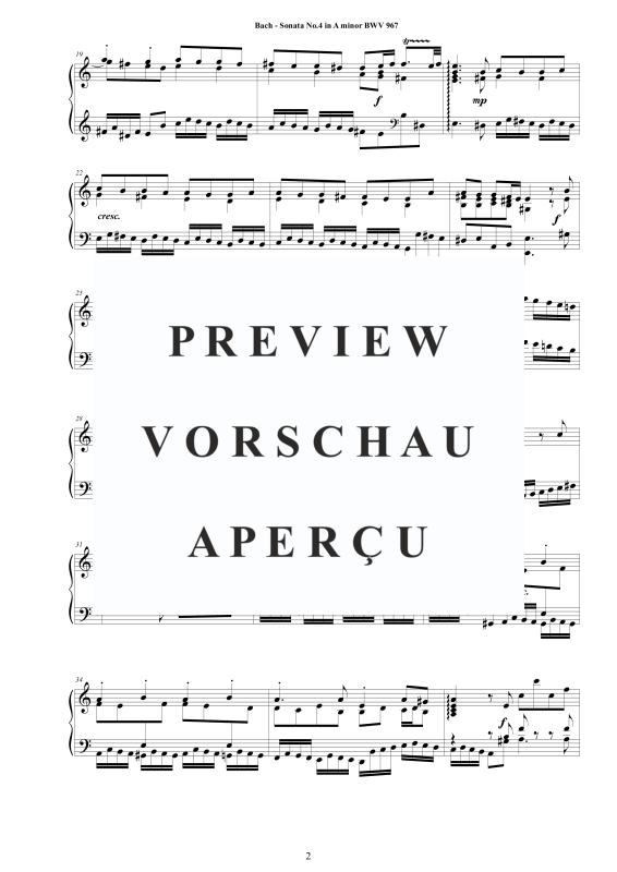 Produktgalerie: Seite 3 von 9 Sonate Nr. 4 in A-Moll BWV 967, , Cembalo/Klavier Solo