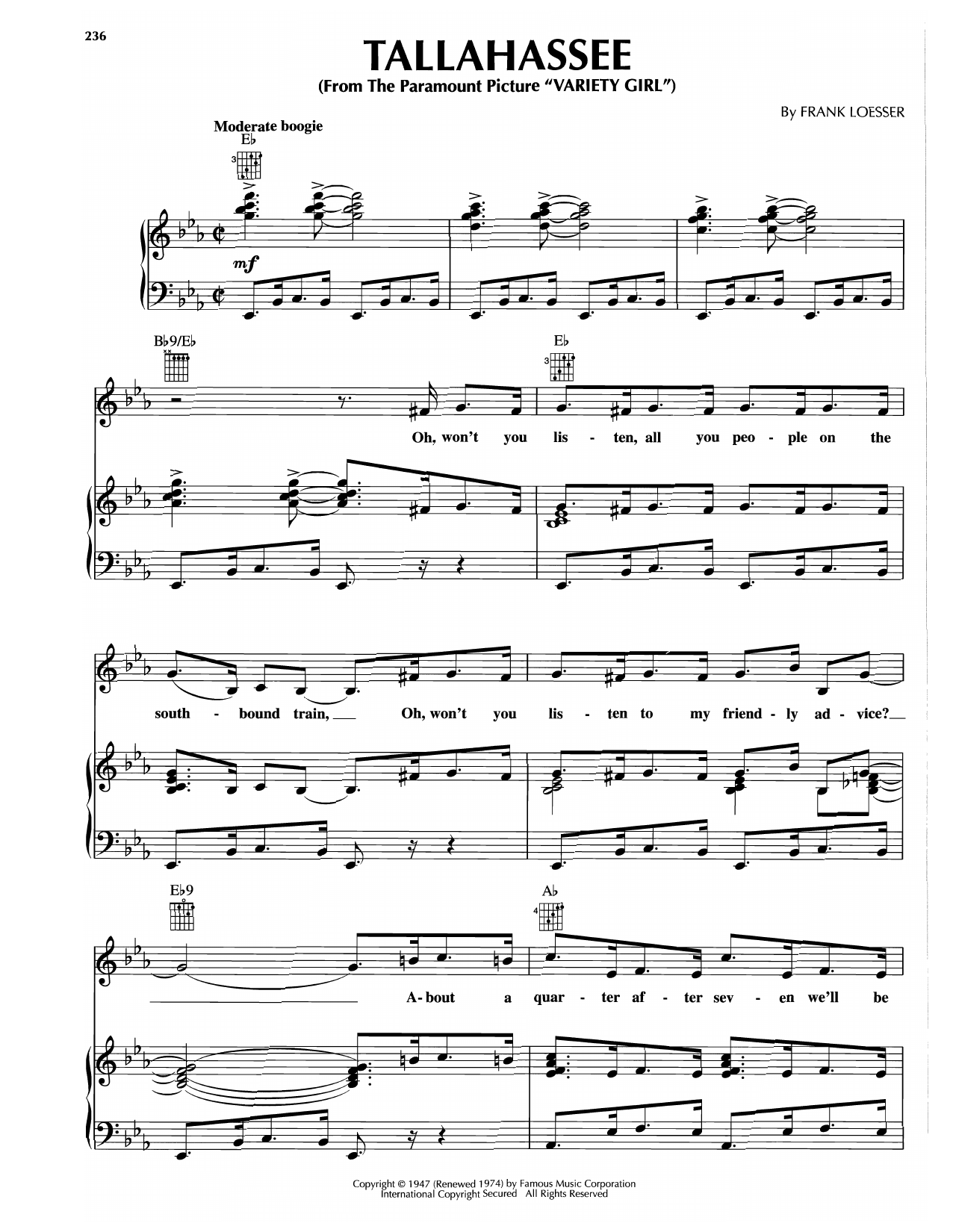 Produktgalerie: Seite 1 von 1 Tallahassee, Frank Loesser, Gesang, Gitarre, Klavier