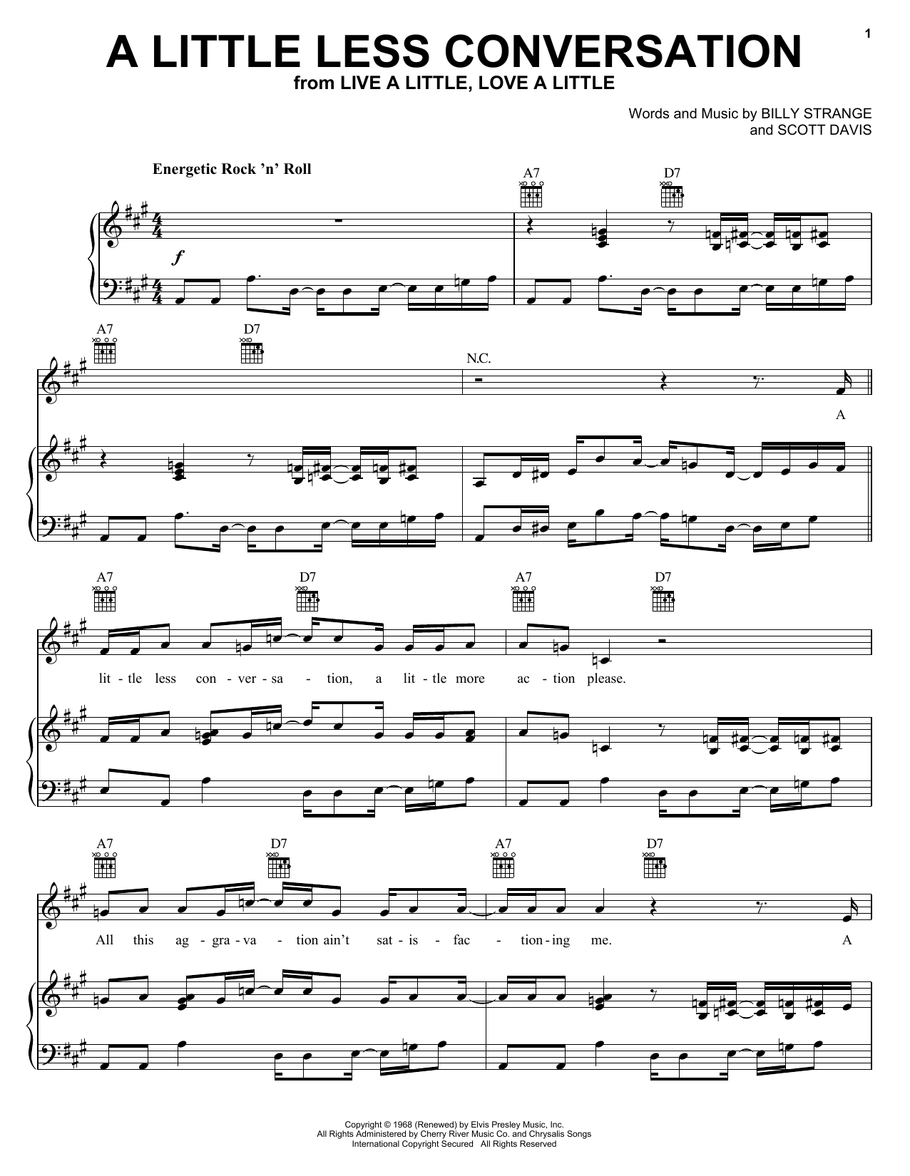 Produktgalerie: Seite 1 von 1 A Little Less Conversation, Elvis Presley, Gesang, Gitarre, Klavier