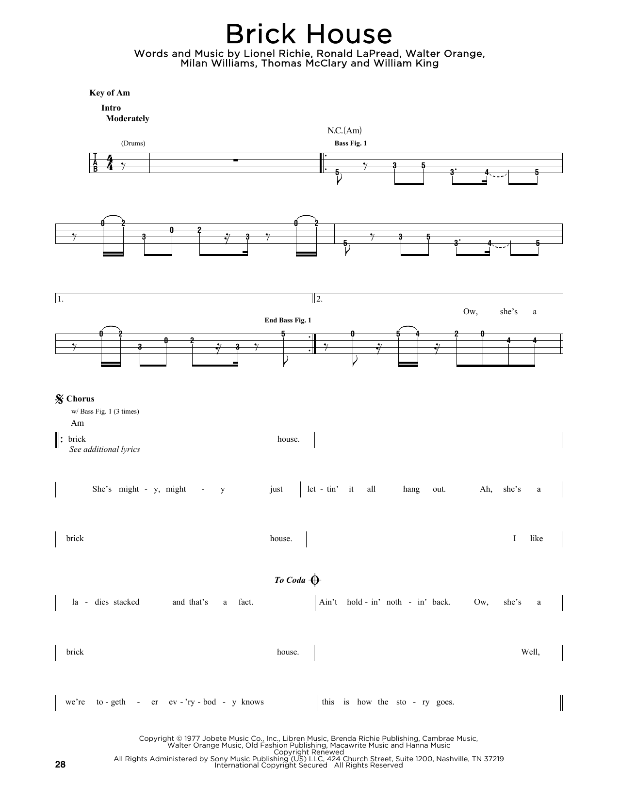 Produktgalerie: Seite 1 von 1 Brick House, Commodores, E-Bass, Gitarre