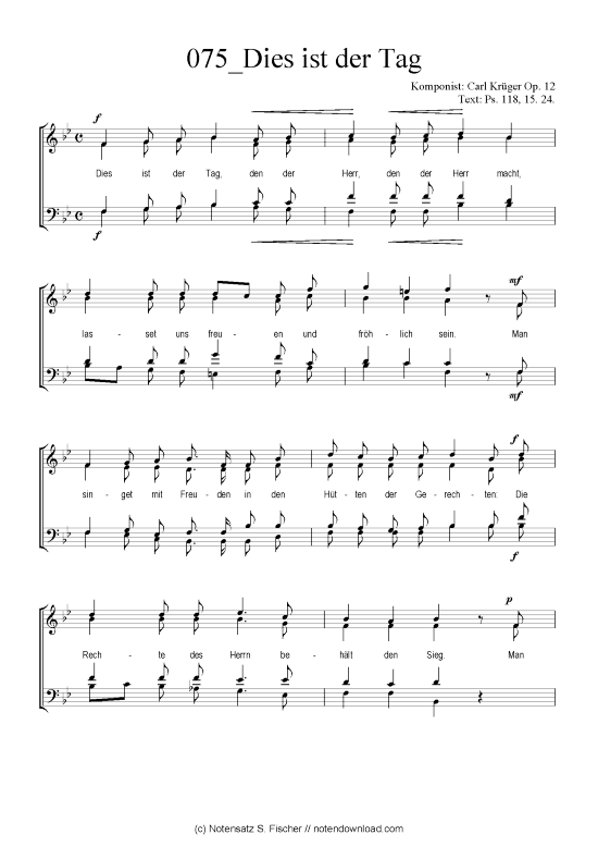Product picture to: Dies ist der Tag Carl Krüger Op. 12 / Ps. 118, 15. 24.