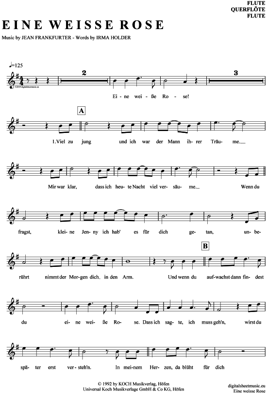 Product gallery: Page 1 of 4 Eine weiße Rose , Kastelruther Spatzen, (transverse flute)