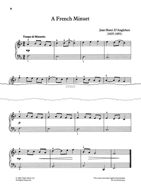 Produktgalerie: Seite 1 von 1 A French Minuet, Jean Henri D'Anglebert, Klavier