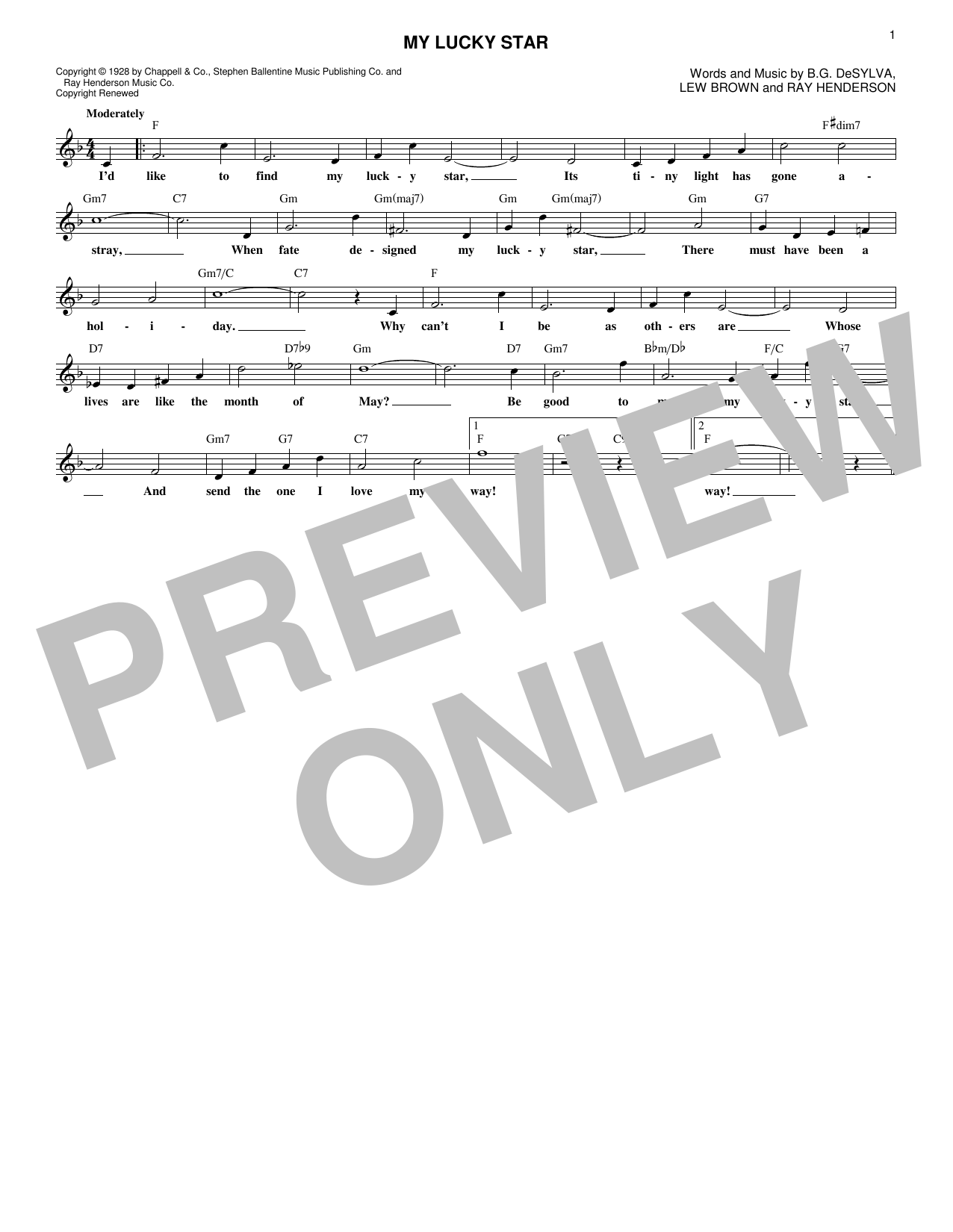 Product gallery: Page 1 of 1 My Lucky Star, Ray Henderson