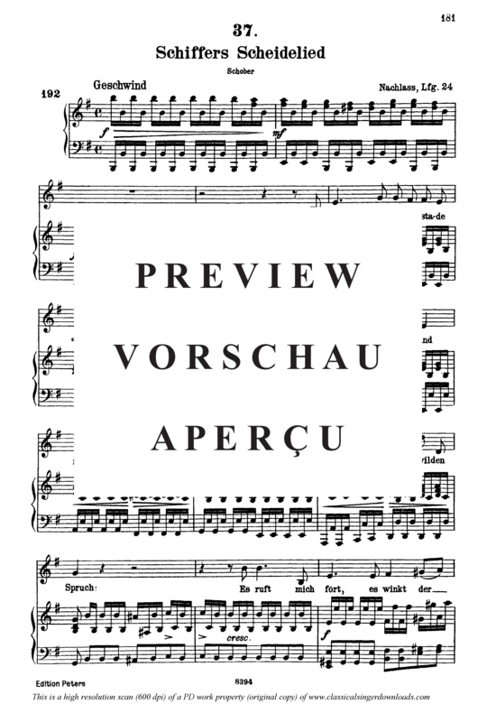 Product gallery: Page 2 of 13 Schiffers Scheidelied D.910, , High Voice and Piano