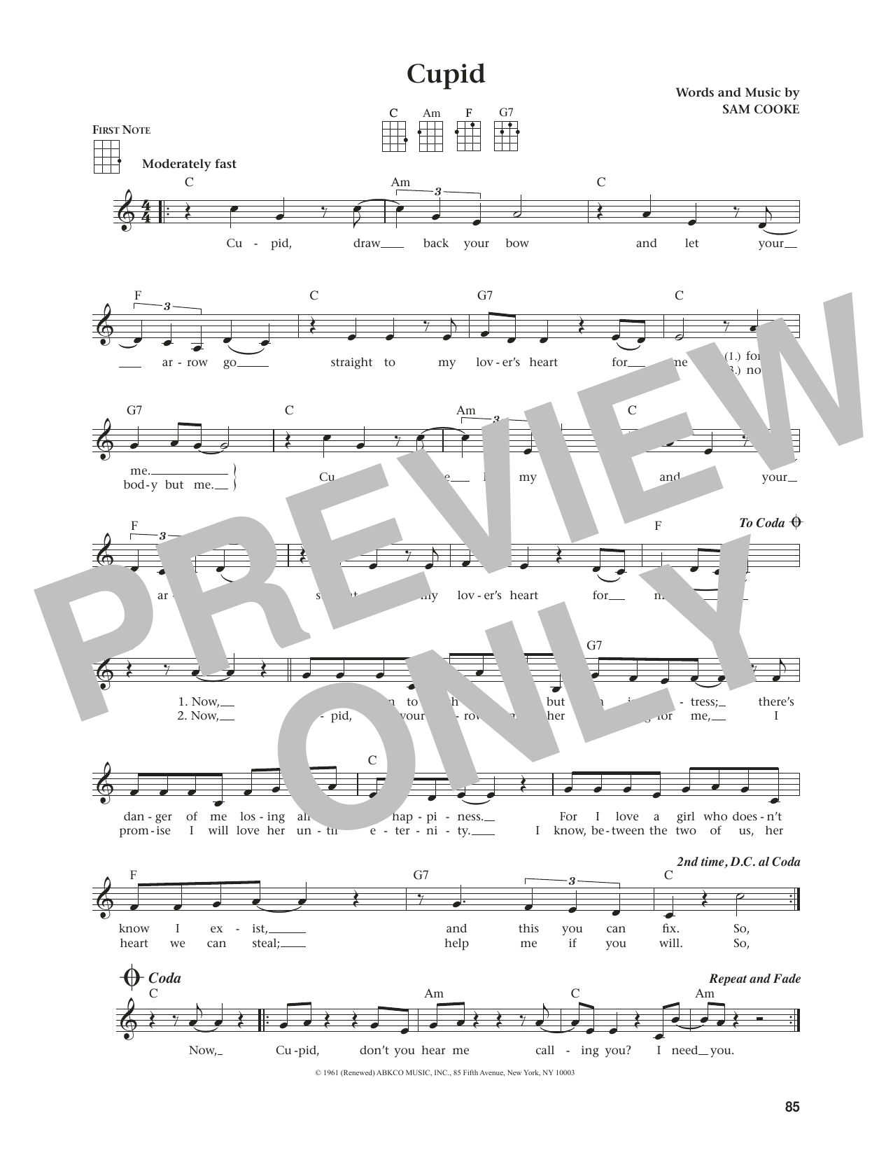Product gallery: Page 1 of 1 Cupid (from The Daily Ukulele) (arr. Jim Beloff), Sam Cooke