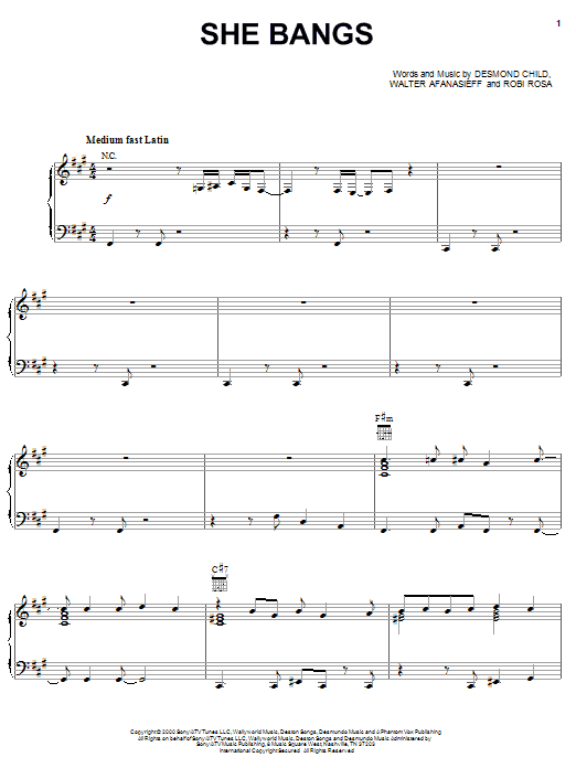 Produktgalerie: Seite 1 von 1 She Bangs, Ricky Martin, Gesang, Gitarre, Klavier