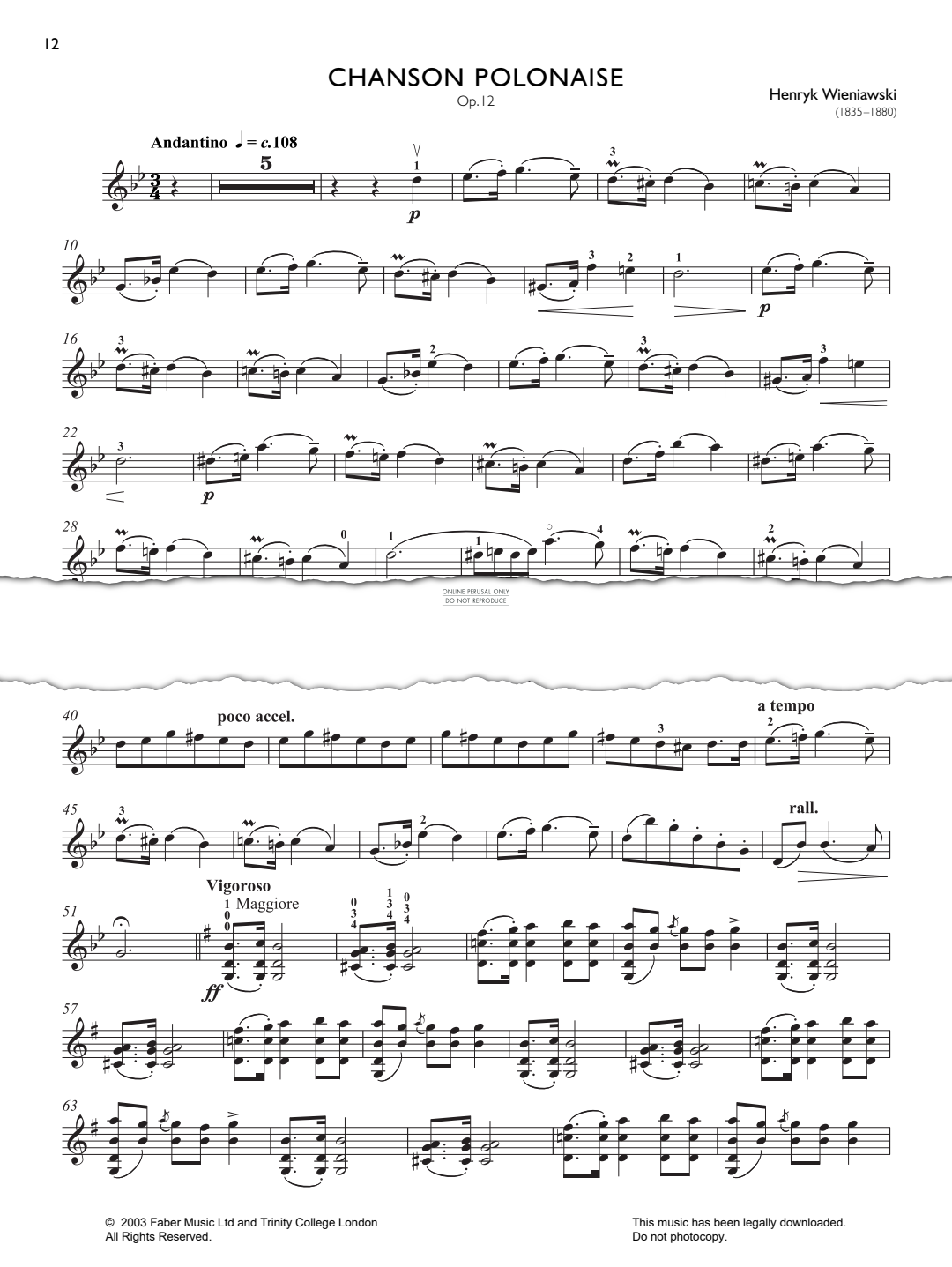 Product gallery: Page 1 of 1 Chanson Polonaise Op.12, Henryk Wieniawski