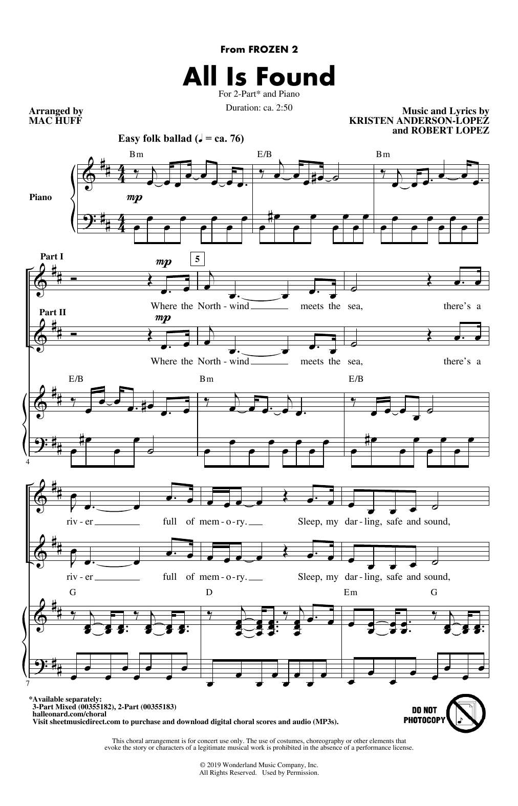 Produktbild zu: All Is Found (from Disney's Frozen 2) (arr. Mac Huff)