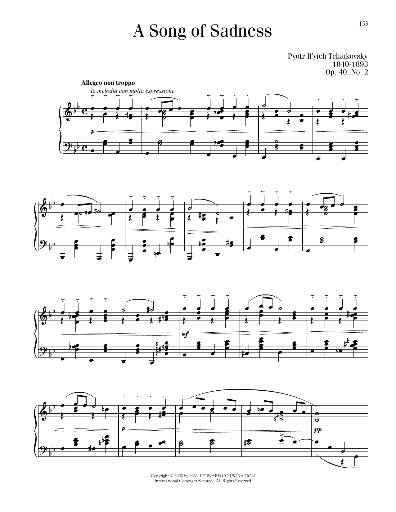 Produktbild zu: Chanson Triste, Op. 40, No. 2