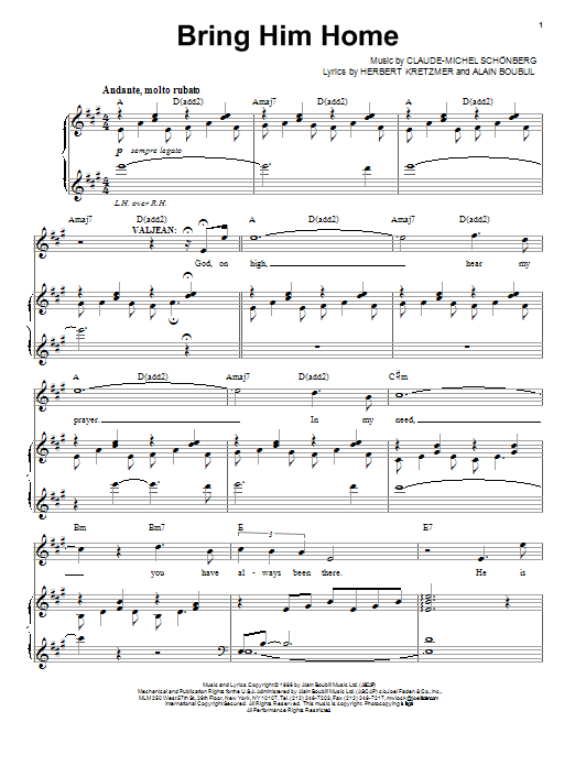 Product picture to:  Bring Him Home (from Les Miserables) - Claude-Michel Schonberg