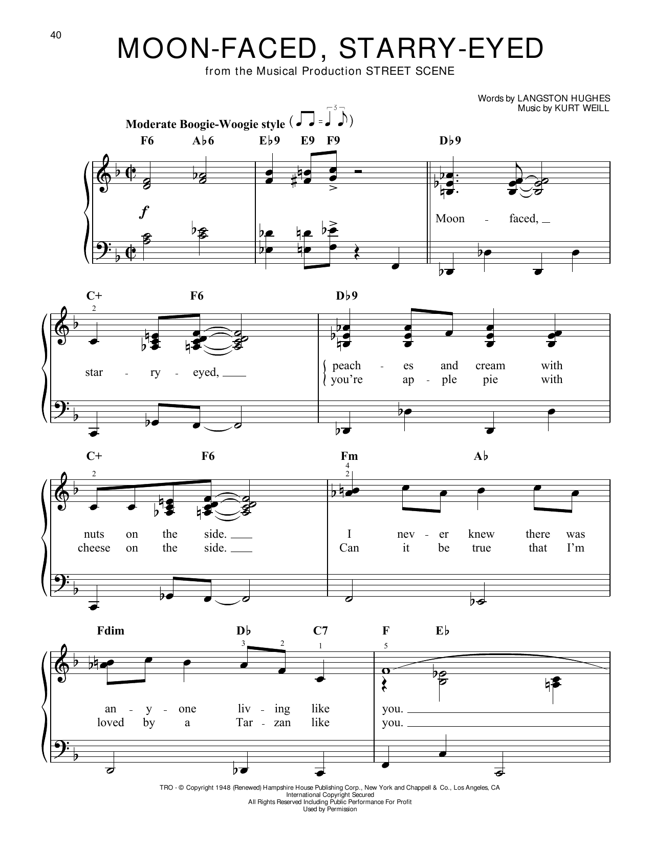 Produktgalerie: Seite 1 von 1 Moon-Faced, Starry-Eyed (from Street Scene), Kurt Weill, Klavier