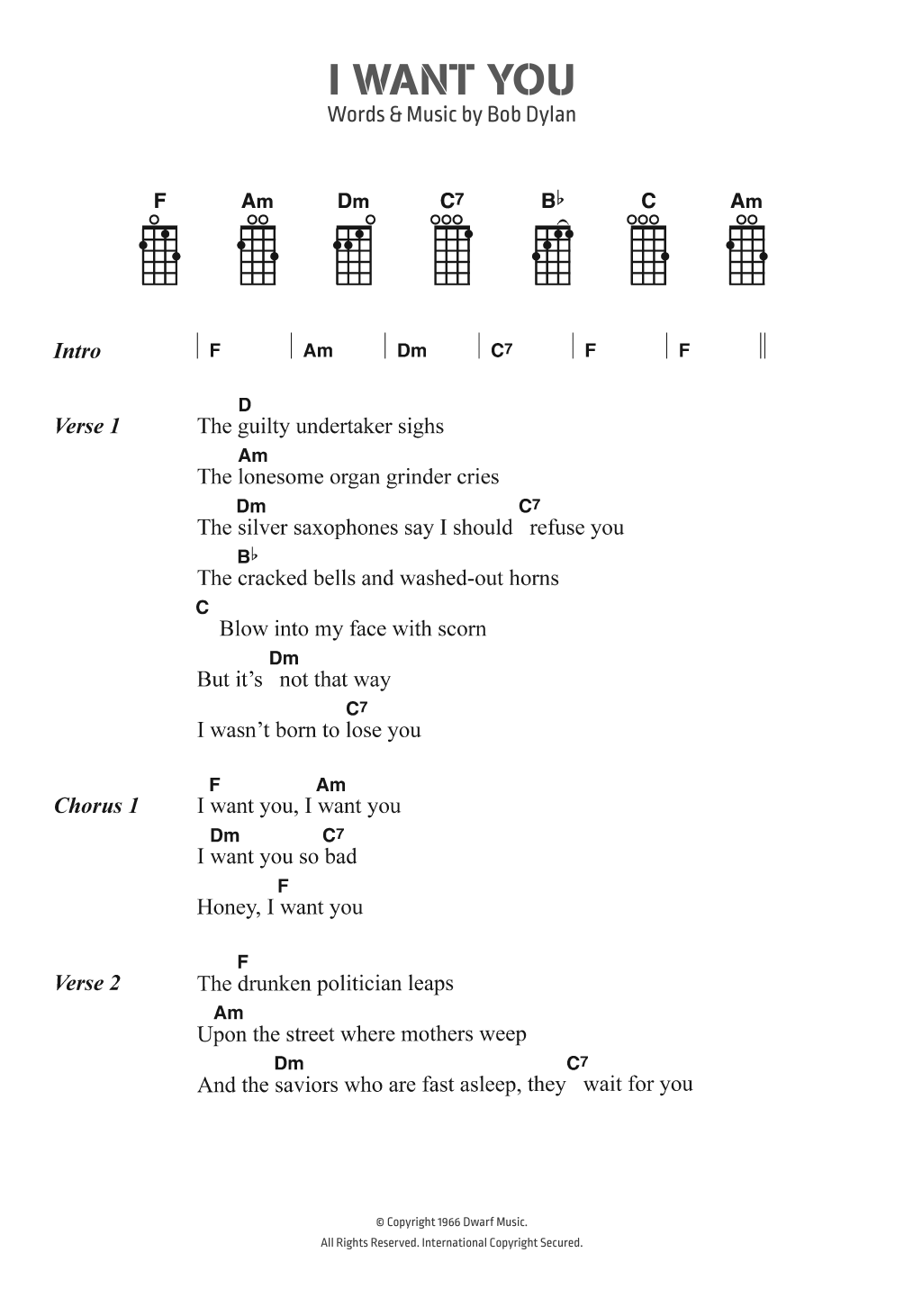 Produktgalerie: Seite 1 von 1 I Want You, Bob Dylan, Gesang, Gitarre, Klavier