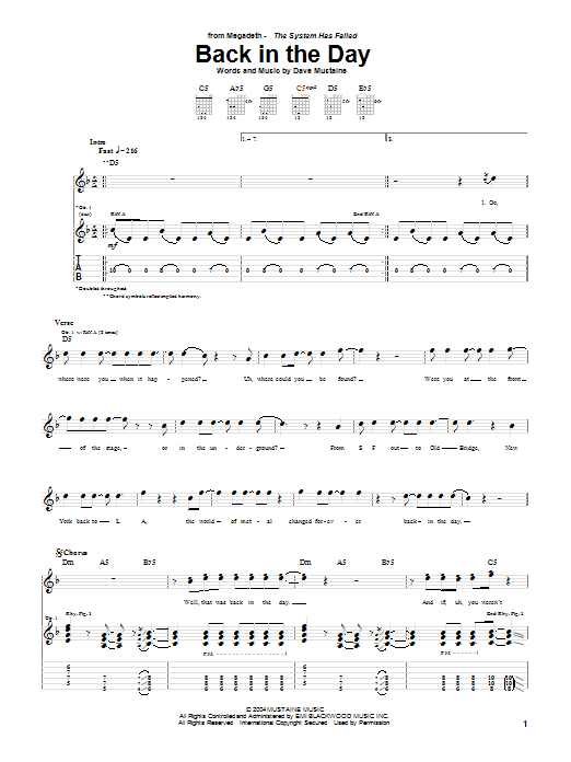 Produktgalerie: Seite 1 von 1 Back In The Day, Megadeth, Gitarre