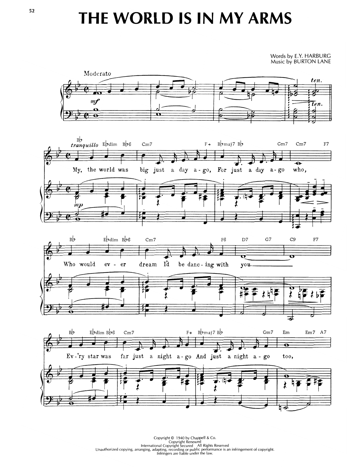 Produktgalerie: Seite 1 von 1 The World Is In My Arms, Burton Lane, Gesang, Gitarre, Klavier