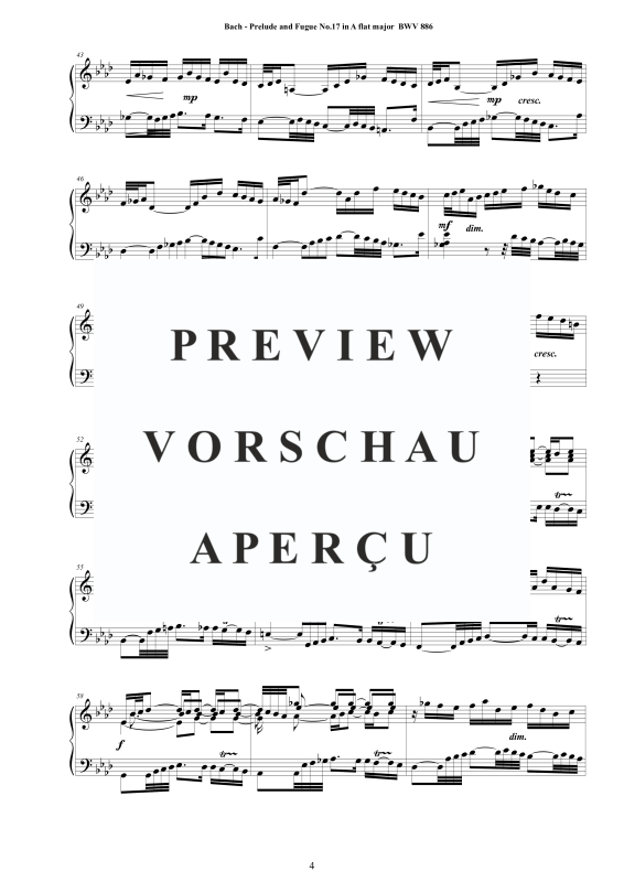 Product gallery: Page 5 of 10 Prelude and Fugue No. 17 in A flat major, BWV 886, , Solo Piano