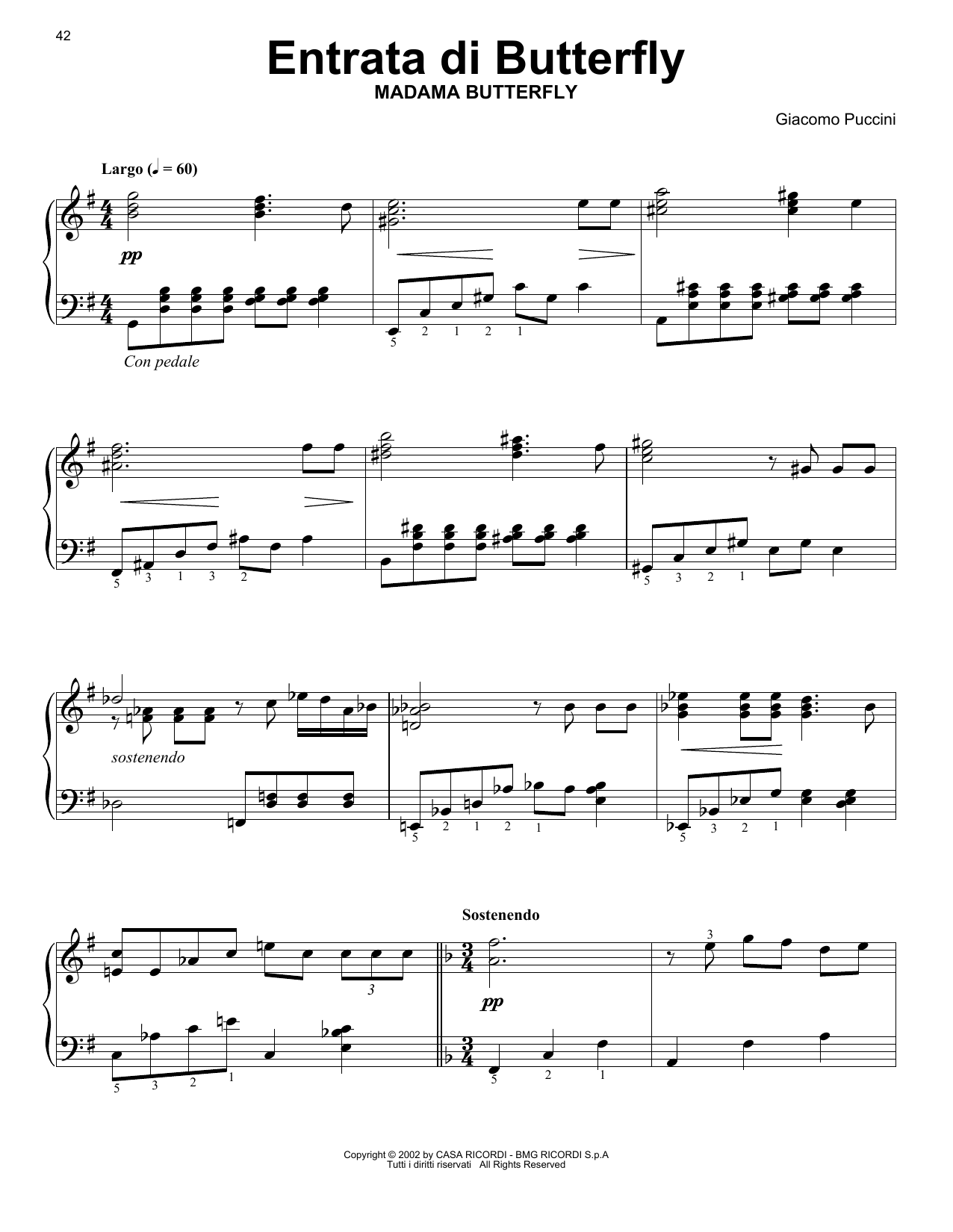 Produktgalerie: Seite 1 von 1 Entrance Of Butterfly, Giacomo Puccini, Klavier