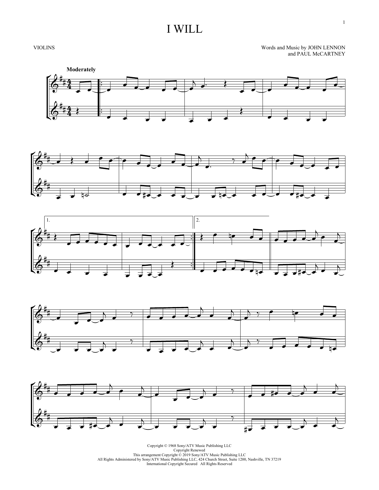 Product gallery: Page 1 of 1 I Will, The Beatles
