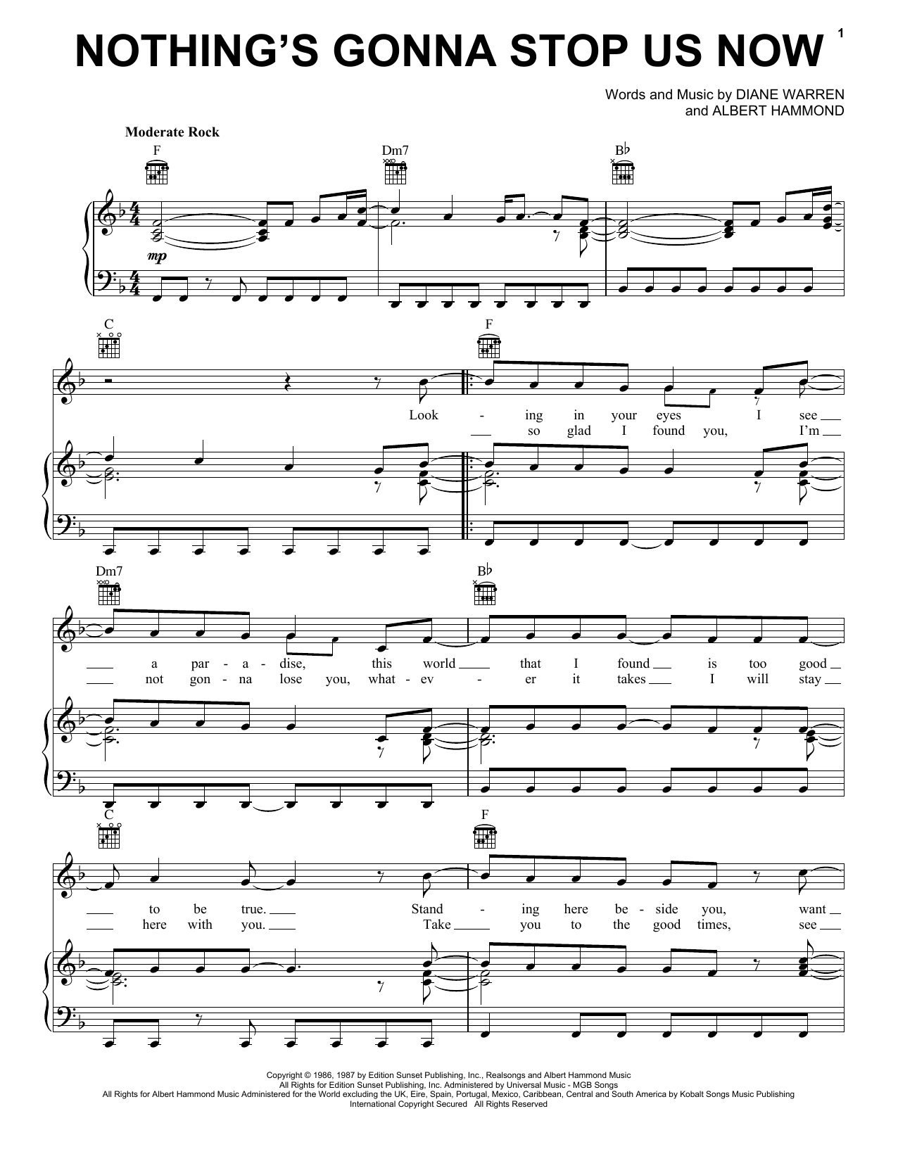 Produktgalerie: Seite 1 von 1 Nothing's Gonna Stop Us Now, Starship, Gesang, Gitarre, Klavier