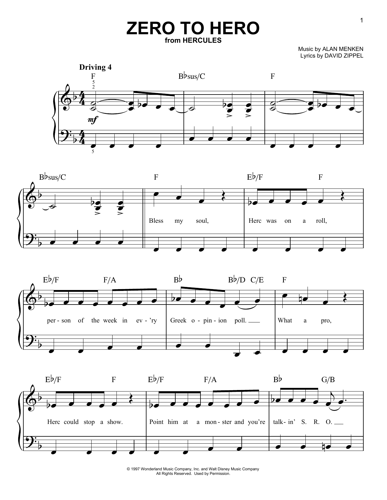 Produktbild zu: Zero To Hero (from Hercules)